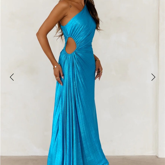 SAPPHIRE SOIRÉE ONE SHOULDER MAXI DRESS TURQUOISE - Picture 3 of 10